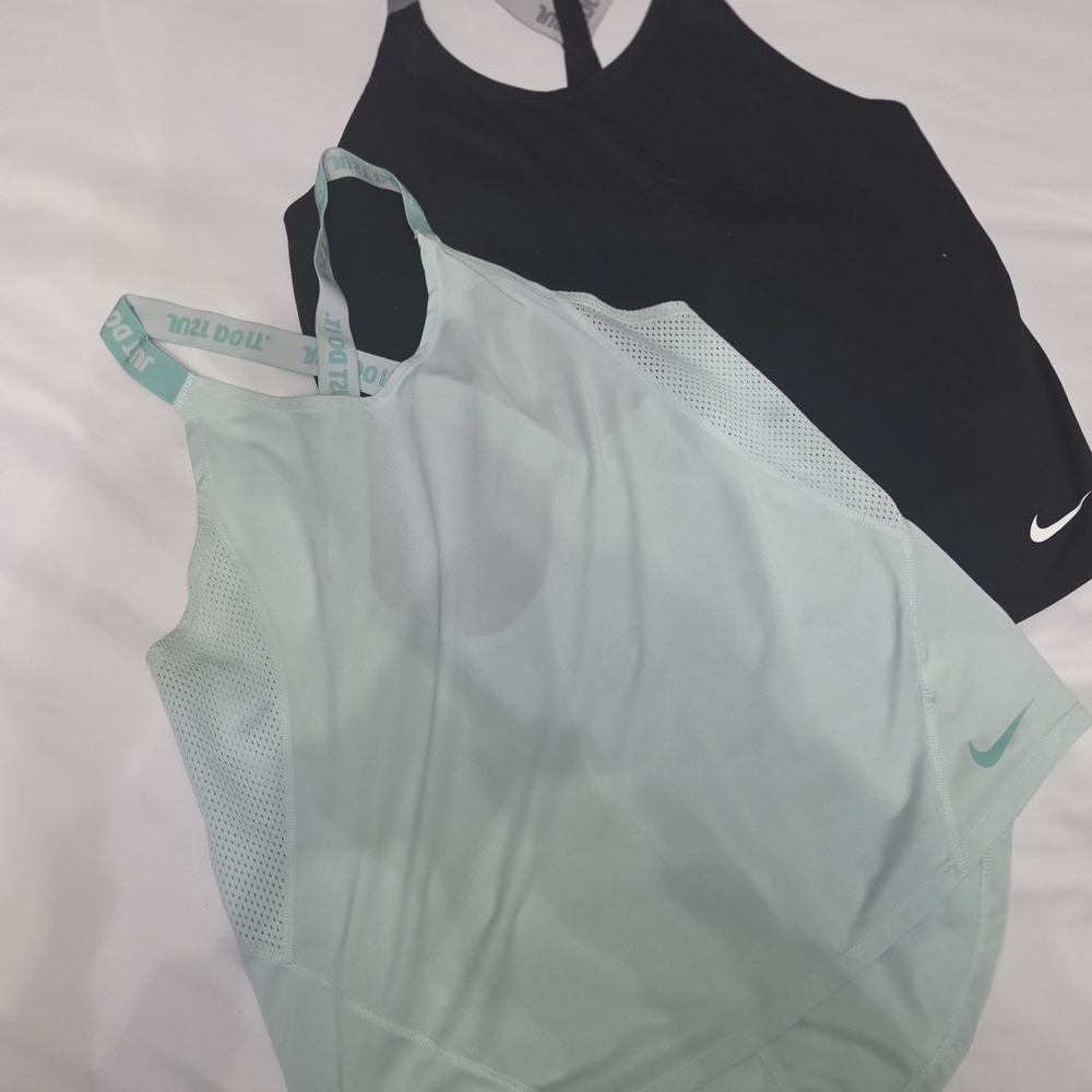 Nike Black and Mint Green Tank Tops